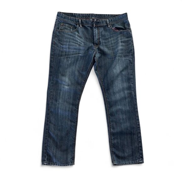 Buffalo David Bitton Jeans Mens 38x29 Dark Wash Relaxed Straight Leg Denim - Picture 1 of 9
